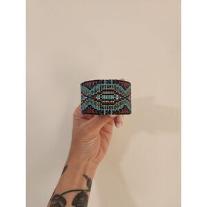 Hand beaded cuff bracelet